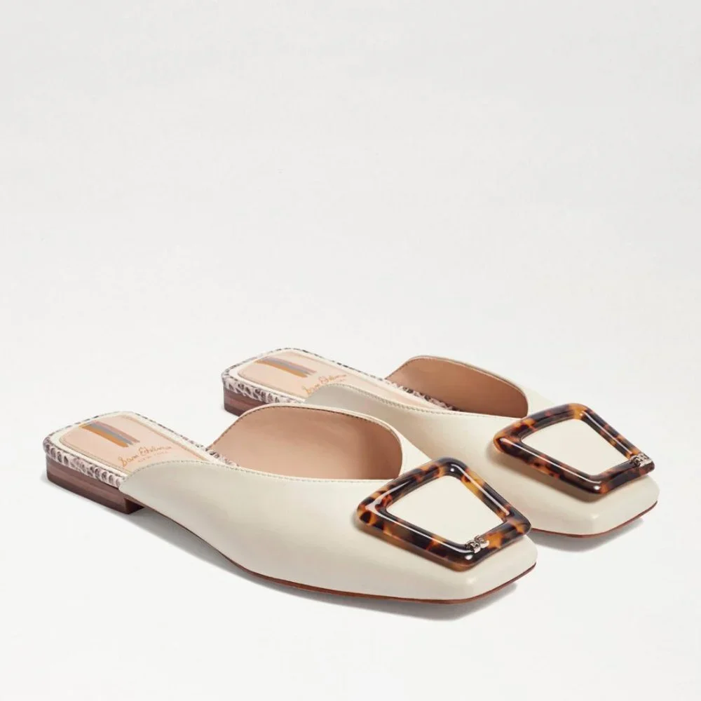 Womens Sam Edelman Mules | Lavina Buckle Mule Modern Ivory Leather - Picture 4 of 14